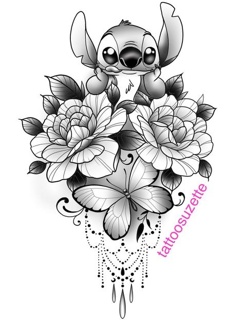 stitch floral tattoo design | Disney stitch tattoo, Floral tattoo design, Cute tattoos Disney Stitch Tattoo, Lilo And Stitch Tattoo, Disney Sleeve Tattoos, Stitch Tattoo, Disney Tattoo, Tattoo Stencil Outline, Dope Tattoos For Women, Floral Tattoo Design, Tattoo Design Book