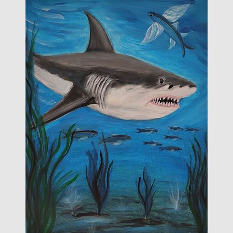 Shark Paint-Night Event Gator's Shack Loxahatchee Simple Shark Painting, Shark Painting Ideas, Shack Restaurant, Shark Painting, Oil Pastel Paintings, Paint Night, Turtle Painting, United States Map, Discover Card