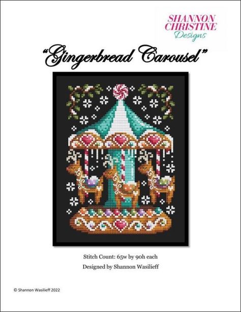 Shannon Christine Designs Gallery.ru, Gingerbread Carousel, Christmas Needlework, Cross Stitch Gallery, Halloween Cross Stitch Patterns, Cross Stitch Kitchen, Halloween Cross Stitches, Christmas Gingerbread House, Cute Cross Stitch