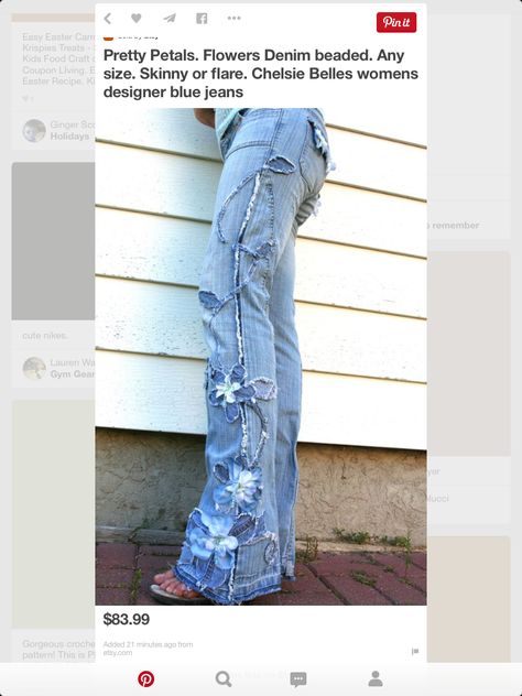 Jeans Embroidery, Embroidery Painting, Lace Jeans, Diy Clothes Refashion, Embellished Clothing, Denim Outfits, Stil Boho, Denim Ideas, All Jeans