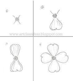 Dog Art Projects, Art Class Ideas, Dogwood Flower Tattoos, Dogwood Blooms, Dogwood Flower, Flower Drawing Tutorials, Dogwood Blossoms, Flower Art Drawing, Dogwood Flowers