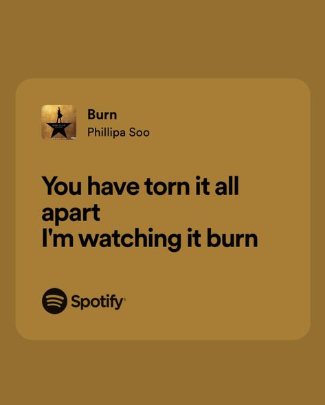 Hamilton Burn Lyrics, Rayna Core, Burn Hamilton, Elizabeth Schuyler, Broadway Lyrics, Song Journal, Musical Theatre Songs, Theater Kid Memes, Hamilton Soundtrack