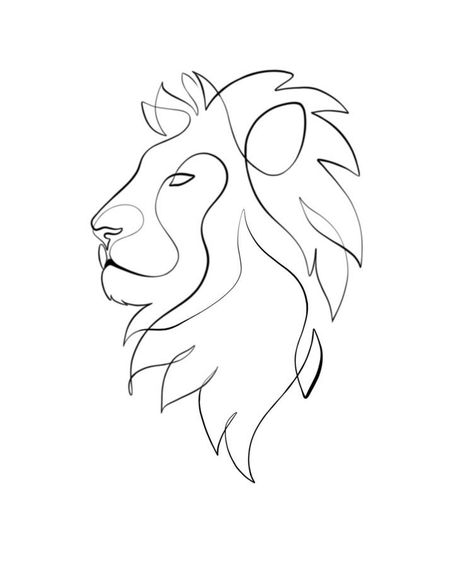 Cool Lion Drawings, One Line Lion Drawing, Small Lion Outline Tattoo, Easy Lion Tattoo Design, Lion Tattoo Outline Design, Line Work Lion Tattoo, Lion Linework Tattoo, Persian Lion Tattoo, Lion Line Work Tattoo