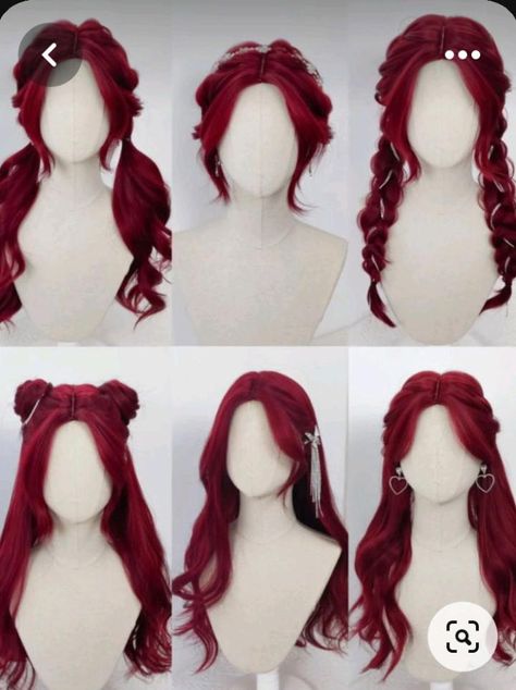 Dyed Hair Inspiration, Cosplay Hair, Kawaii Hairstyles, Hair Stylies, Hair Up Styles, Anime Hair, Hair Reference, How To Draw Hair, Hairstyles For School