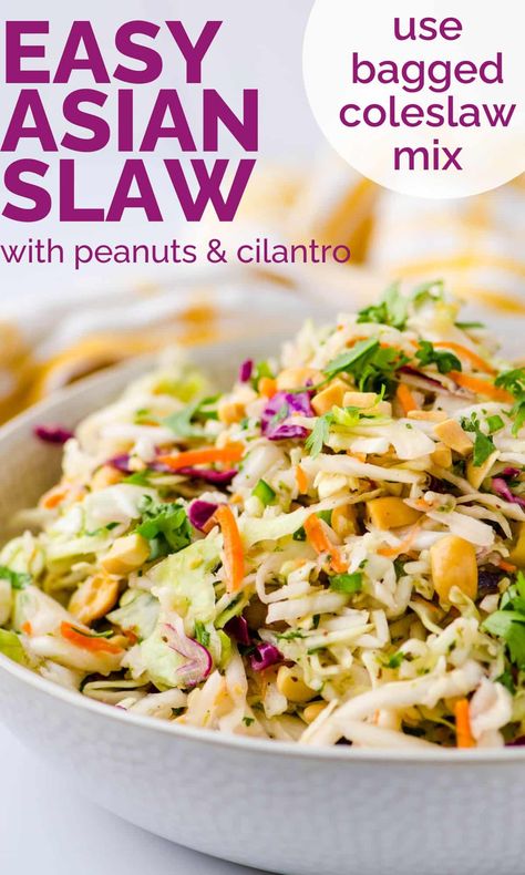 Japanese Slaw Recipe, Asian Slaw Salad, Hawaiian Salad, Crunchy Asian Salad, Asian Slaw Recipe, Broccoli Slaw Recipes, Asian Salad Recipe, Slaw Salad, Asian Coleslaw