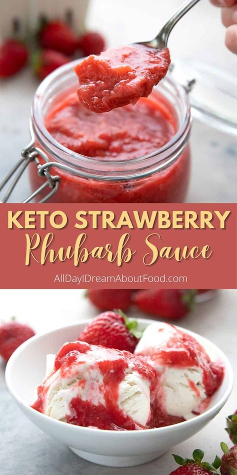 Keto Strawberry Jam, Keto Jam, Keto Hacks, Strawberry Rhubarb Sauce, Rhubarb Sauce, Keto Sauces, Strawberry Jam Recipe, Rhubarb Recipes, Keto Cheesecake