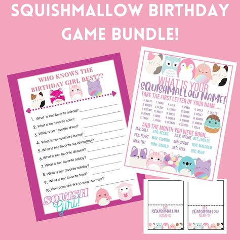 Top two Squishmallow Party Games! Enjoy some fun at your Squishmallow party by adding these two games! Save $2.00 by bundling together.  You will receive a PDF file for each game. Print as many as you need and enjoy! Squishmallow Birthday Party Crafts, Squishmallow Birthday Party Activities, Squishmallow Party Games, Squishmallow Birthday Party Games, Squishmallows Birthday Party, Squishmallows Party, Corgi Party, Squishmallow Birthday Party, Squishmallow Party