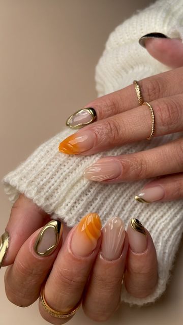 Lauren on Instagram: "Spring nails have sprung 🧡
•
•
•
#3dnails #chromenails #nailinspo #nailart #airbrushnails #springnails #vacationnails #geloverlay" Nail Type, Almond Acrylic Nails, Popular Nails, Birthday Nails, Luxury Nails, Dream Nails, Funky Nails, Nail Glue, My Nails