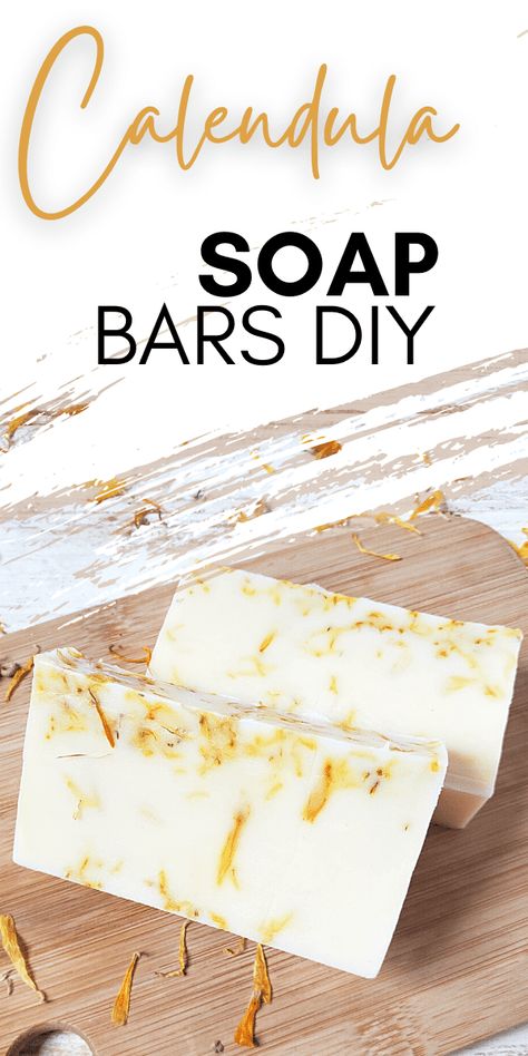 DIY Calendula Bar Soap • Six Dollar Family Calendula Recipes Food, Calendula Soap Recipe, Calendula Soap, Milk Soap Recipe, Natural Soaps Recipes, Soap Flowers, Soap Colorants, Handmade Bouquets, Amazing Crafts