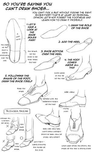 Male shoe tutorial Draw Tutorial, Shoes Drawing, 인물 드로잉, Mens Style Guide, Art Instructions, Drawing Clothes, Drawing Lessons, Drawing Skills, Character Design References