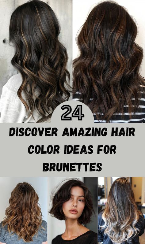 Brunettes, it's time to shine with these 24 amazing hair color ideas designed to bring depth, dimension, and vibrancy to your locks. Whether you're looking for rich chocolate tones, caramel highlights, or bold balayage, this collection offers inspiration for every brunette. These color ideas range from subtle and natural to bold and daring, perfect for women who want to refresh their look without straying too far from their dark roots. Burnett Winter Hair, Fall Hair For Brown Hair, Dark Brown And Light Brown Balayage, Partial Highlights For Dark Hair Caramel, Dark Fall Hair Color For Brunettes 2024, Best Colors For Brunettes To Wear, Subtle Highlights On Dark Hair, Fall Color Hair Ideas Brunettes, Fall Hair Balayage Brunettes