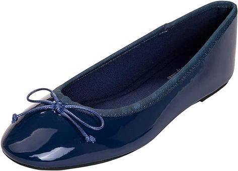 Amazon.com | FEVERSOLE Women's Macaroon Colorful Memory Foam Cushion Insock Patent Ballet Flat Navy Blue Size 8.5 M US | Flats Dark Blue Flats, Navy Blue Ballet Flats, Blue Ballet Flats, Au Pair, Blue Flats, Ballet Flat, Cobalt Blue, Ballet Flats, Cobalt