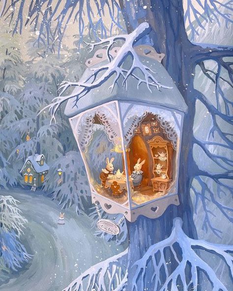 Fairy Tree Houses, Personajes Studio Ghibli, Sweet Drawings, 동화 삽화, Rabbit Illustration, Storybook Art, Art Fantaisiste, Art Mignon, Illustration Noel