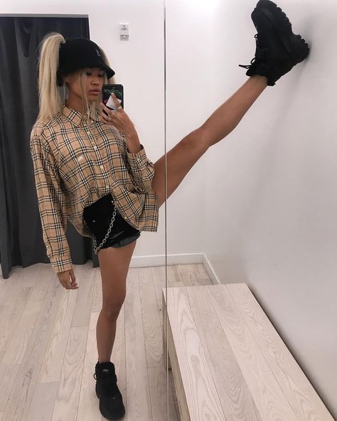 justine mae biticon on Instagram: “oh deadass?” Burberry Shirt Outfit Women, Burberry Shirt Outfit, Justine Biticon, Justine Mae Biticon, Streetwear Inspiration, Burberry Shirt, Outfit Grid, Streetwear Aesthetic, Outfit Women