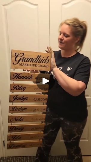 46K reactions · 15K shares | Beautiful Personalized Gift For Grandma❤️ | gift | 🌟 Craft a unique present for dear grandparents! 🎨 Personalized wooden sign with multiple names and dates, perfect for extended families. 👵👴 Show your... | By Canvasgiftco | Facebook Grandparents Diy, Personalized Wooden Signs, Cute Christmas Gifts, Gift For Grandma, Extended Family, Canvas Gift, Grandma Gift, Silhouette Cameo Projects, Activity Ideas