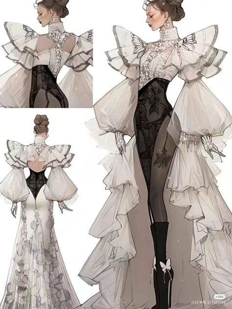 Fashion Design Inspiration, Clothing Design Sketches, Fashion Drawing Dresses, Dress Design Sketches, Fashion Illustration Dresses, Fantasy Gowns, Fashion Design Drawings, Quince Dresses, Fantasy Dress