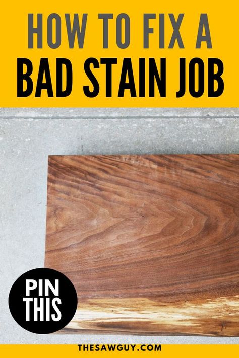 Stained wood looks beautiful, it’s permanent, and it’s easy to do yourself. But, it's easy to make a mistake too. Click on to learn how to fix a bad stain job at some point in your life as a DIYer.   #thesawguy #woodworking #woodworkingforbeginners #diywoodworking #woodworkingstain How To Fix Stained Wood, Refinishing Stained Wood Furniture, How To Fix Blotchy Stain On Wood, Painting Tricks, Block Countertops, Woodworking Craft, Stain Techniques, Furniture Flipping, Bookcase Wall