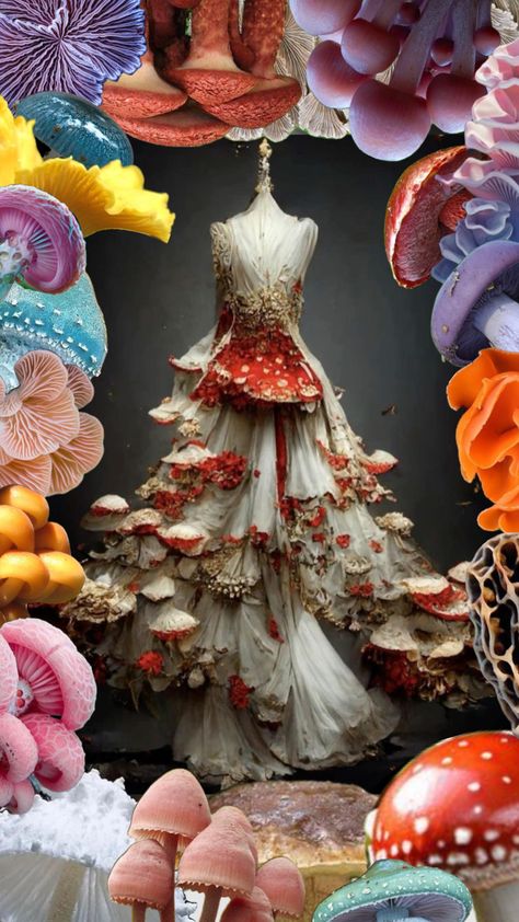 #mushrooms #dresses #fashion #art Mushroom Dress, Fashion Art, Stuffed Mushrooms, Art Inspiration, Dress Es, Dresses, Art