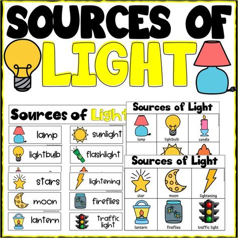 Sources of Light for 3K, Pre-K, Preschool and Kindergarten Kindergarten Groundhog Day, Sources Of Light, Shadow Activities, Natural Sources Of Light, Light Science, Light Unit, Preschool Planning, Light Activities, Creative Curriculum