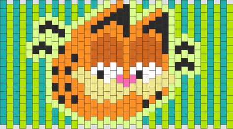 Garfield Cuff Pony Bead Patterns | Characters Kandi Patterns for Kandi Cuffs Garfield Kandi, Kandi Cuff Patterns, Kandi Cuffs, Diy Kandi Bracelets, Pony Bead Crafts, Beaded Items, Diy Kandi, Kandi Kid, Beaded Banners