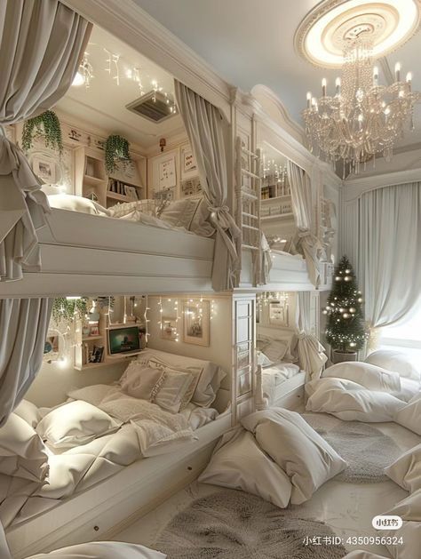 Aesthetic 2 Person Bedroom, Bunk Beds Aesthetic, Dream Bedroom Master, Cute Apartment Bedroom, Bedroom Aesthetic Simple, Collage Preppy, Bedroom Lake House, Coastal Bedroom Aesthetic, Green Bedroom Aesthetic