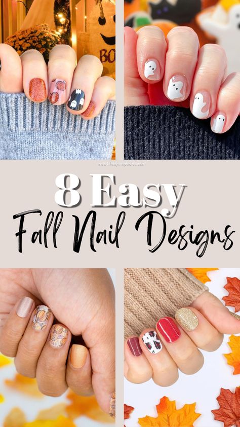 Nails For The Fall, Simple Fall Nail Designs, Simple Fall Nail, Easy Fall Nail Designs, Countdown To Halloween, Cute Pumpkin Carving, Fall Acrylic, Fall Nail Polish, Simple Fall Nails