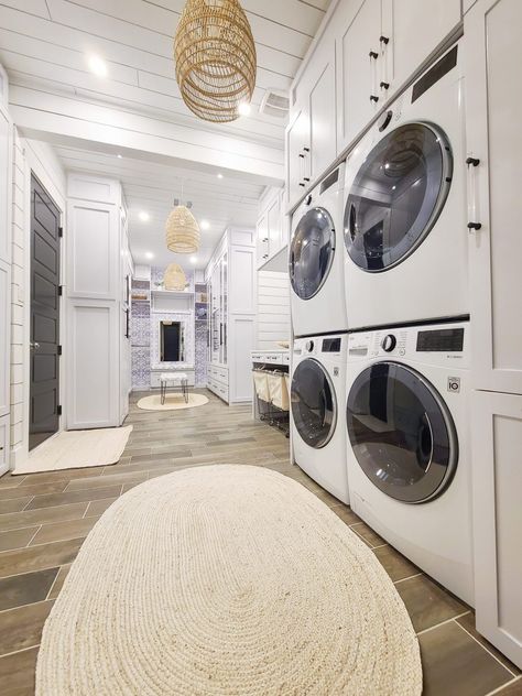 Laundry In Master, Laundry In Master Closet, Laundry Room In Master Closet, Closet Video, Laundry Combo, Large Laundry Room, Organized Spaces, Family Closet, Closet Bathroom