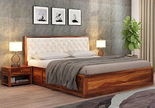 DesignerplanetFashion and Beauty Blog : Get the Ultimate Comfort and Space with a King Size Bed . Designerplanet Cot With Headboard Designs, Queen Size Bed Frame Wood, Wooden Bed With Cushion Headboard, Queen Size Bed With Storage, Bedroom Painting Ideas, King Size Bed Designs, Wooden Bed With Storage, Wooden King Size Bed, Bedrooms Furniture