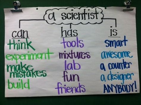 Scientist Anchor Chart, What Is A Scientist, Science Chart, Fourth Grade Science, Science Anchor Charts, Second Grade Science, Thinking Maps, 1st Grade Science, First Grade Science