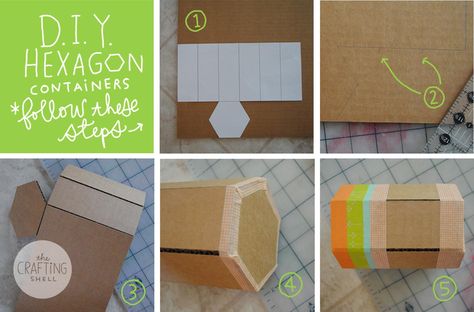 The Crafting Shell: DIY Cardboard Hexagon Containers Shell Diy, Diy Cardboard, Diy Box, Our House, Crochet Motif, Diy Storage, Cardboard Box, Diy Clothes, Shells