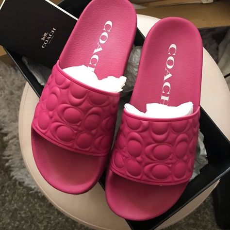 WOMENS COACH QUILTED SLIDES/SANDALS Coach Lucy Sandals, Lv Shoes Outfit, Coach Slides, Coach Sandals, Custom Shoes Diy, Pretty Sandals, Luxury Shoes Women, Womens Slides Sandals, Lv Shoes