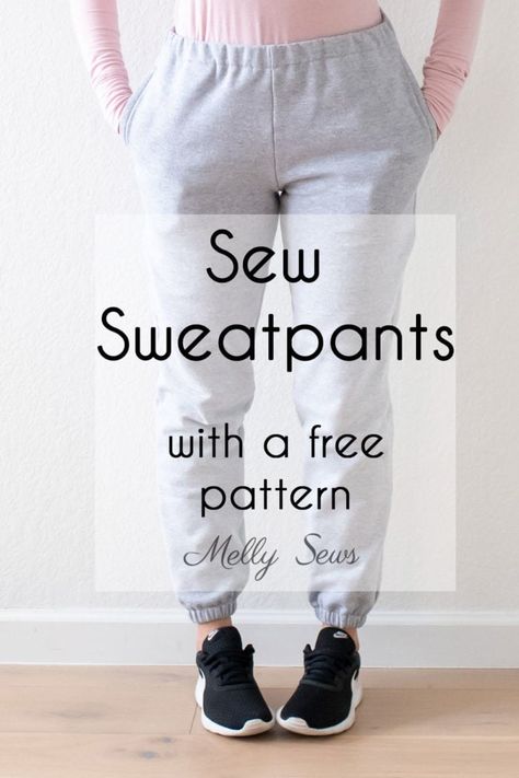 How to Sew Sweatpants - Melly Sews Melly Sews, Sewing Pockets, Sewing Pants, Free Pdf Sewing Patterns, Sewing Elastic, Free Sewing Pattern, Pants Sewing Pattern, Sewing Gifts, Fashion Joggers