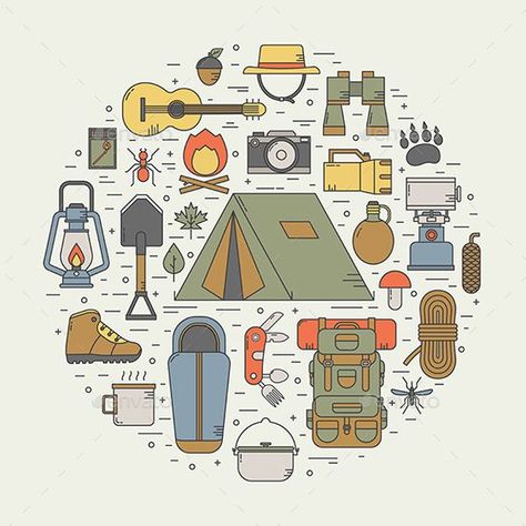 Bd Design, Camping Icons, Camping Desserts, Design Camp, Hiking And Camping, Camping Aesthetic, Pola Sulam, Time To Go, Camping Equipment