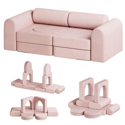 PRICES MAY VARY. 10Pcs Toddler Play Couch: Our modular kids couch contains 2 semi -circular cushions, 2 curved cushion, 2 round handrail, 2 arched pads, and 2 square cushions. It can be used as a Cars, steps, boats, ball pits, tables, chairs, castles, recliners, couches, beds, etc. Children can play a strong imagination and create more than 20 different gameplay. This modular play couch can be placed in children's rooms, bedrooms, game rooms, and trustees. Stimulate Imagination and Creativity: O Kid Seating, Baby Playroom Ideas, Minimal Playroom, Kids Lounge Chair, Stylish Playroom, Ball Pits, Kids Couch, Play Couch, Baby Playroom