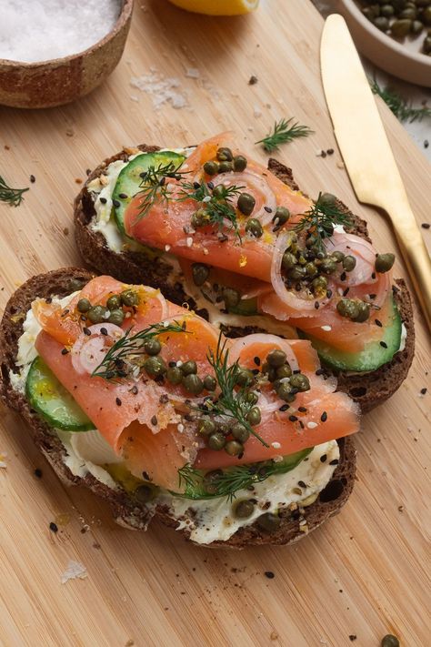 Smoked Salmon on Rye | This Little Plate. Smoked Salmon On Rye Bread, Smoked Salmon Recipes Breakfast, Breaded Salmon, Smoked Salmon Sandwich, Salmon Cream Cheese, Salmon Sandwich, Classic Potato Salad, Smoked Salmon Recipes, Salmon And Asparagus