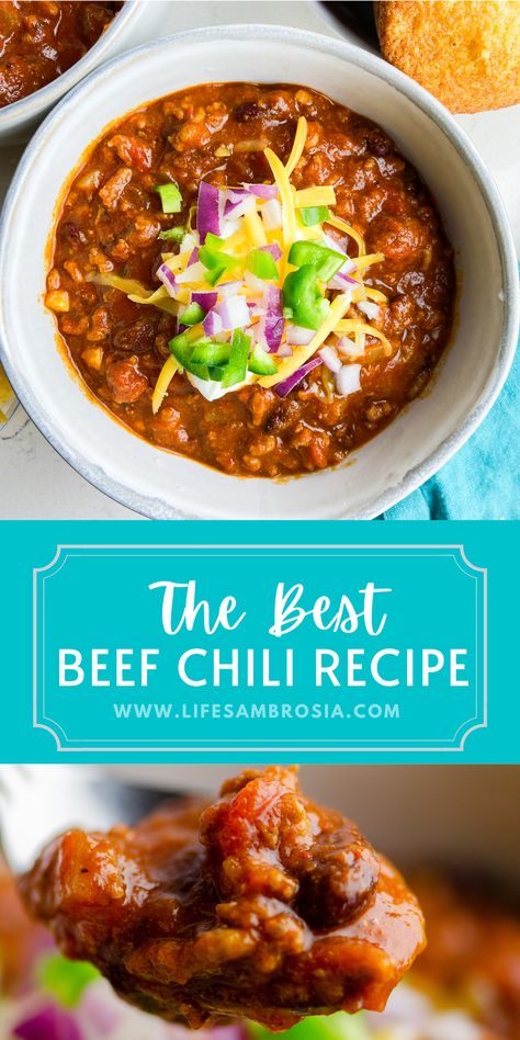 Beef And Beans, The Best Chili Recipe, The Best Chili, Ground Beef Chili, Quinoa Chili, Best Chili, Best Chili Recipe, Chilli Recipes, Chili Recipe Easy