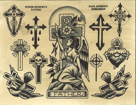 Traditional Tattoo Cross, Paul Dobleman, Traditional Tattoo Man, Traditional Black Tattoo, Traditional Tattoo Old School, Tattoo Filler, Traditional Tattoo Sleeve, Religious Tattoo, Omerta Tattoo