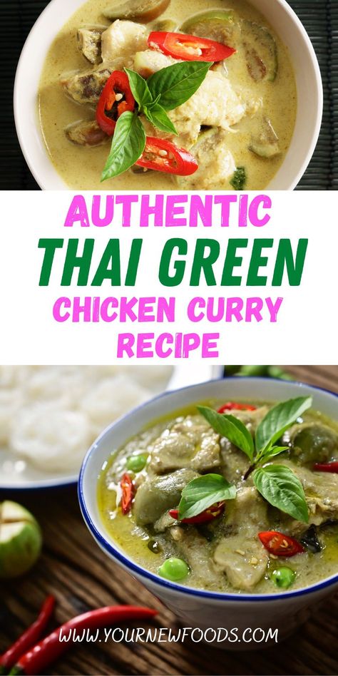 Thai green chicken curry is one of the most popular dishes in Thailand. Thai Curry is an easy curry to make for dinner & this recipe is great for people who want their meal to be different from normal curries. But still want to enjoy a comforting bowl of curry. The creamy coconut milk balances out the spicy green curry paste and ginger. It’s also a good source of protein and calcium from the chicken, so it’s a meal that will keep you full for hours! Chicken Curry Recipe Green, Chicken Green Curry Thai, Green Curry Recipes Thai Chicken, Chicken Green Curry Recipe, Green Curry Chicken Recipes, Thai Green Curry Recipe Chicken, Green Curry Recipes Thai, Green Thai Curry Chicken, Healthy Thai Green Curry