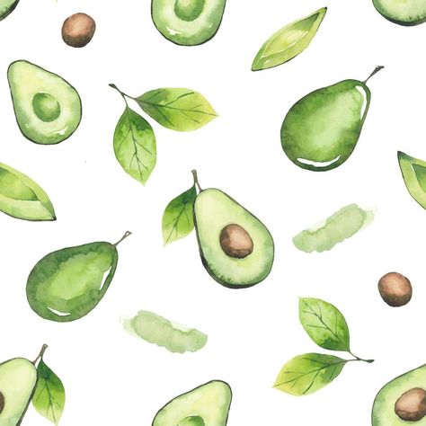 Avocado Leaves, Avocado Pattern, Vegetable Pictures, Leaves Watercolor, Watercolor Elements, Avocado Tree, Cute Avocado, Tree Wallpaper, Fruit Pattern