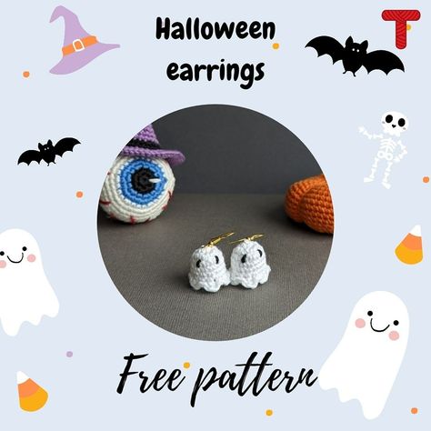 Twingurumi | Cute ghost earrings 👻 free pattern ☺️ . . . . . #twingurumi #twingurumi #twingurumipattern #twingurumidesign #crochet #crochetearrings… | Instagram Ghost Earrings Crochet, Crochet Fall Earrings Free Pattern, Earrings Crochet, Ghost Earrings, Crochet Fall, Fall Earrings, Interesting Ideas, Halloween Earrings, Cute Ghost