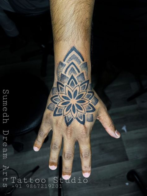 Mandala Hand Tattoo Men, Mandala Tattoo Forearm, Mandala Tattoo Hand, Nepal Tattoo, Mandala Tattoo Men, Peace Tattoos, Mandala Hand Tattoos, Karma Tattoo, Hand Png