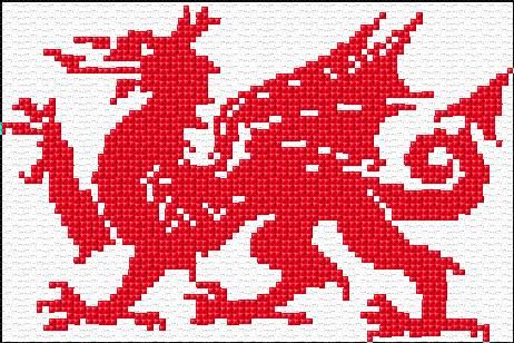 Welsh Griffin|14|1596|x-stitch|10 Free Patterns Online Heraldic Beasts, Crossed Stitch, Cross Stitch Calculator, Welsh Flag, Grid Patterns, Dragon Cross Stitch, Graph Patterns, Stitching Patterns, Welsh Dragon