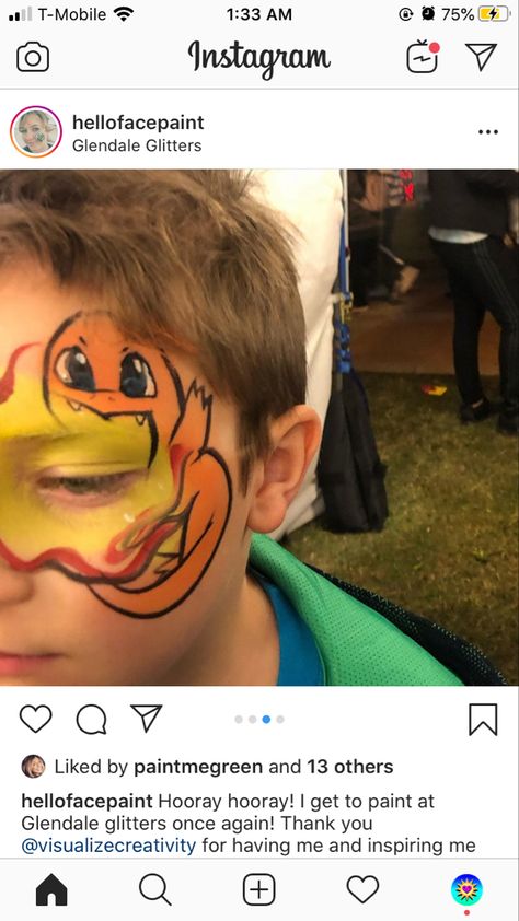 Charizard Face Paint, Face Painting, Face Paint, Carnival Face Paint, Nintendo, Paint