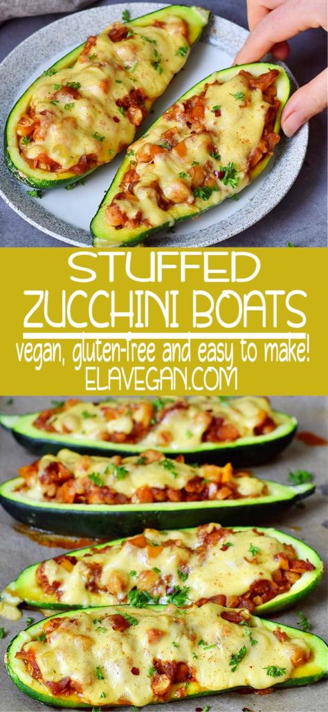 Vegan Stuffed Zucchini, Vegan Diner, Stuffed Zucchini Boats, Plats Healthy, Comidas Fitness, Dinner Side, Stuffed Zucchini, Zucchini Boats, Tasty Vegetarian Recipes