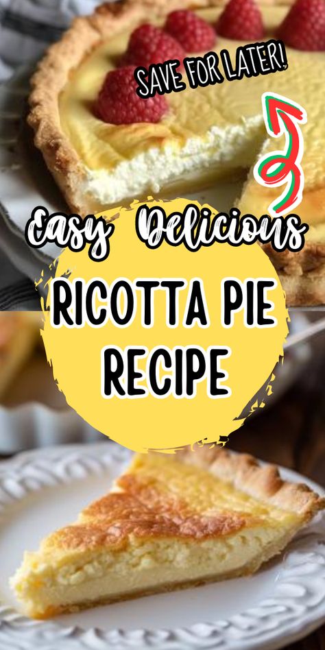 Easy Ricotta Pie Recipe Mini Ricotta Pies, Ricotta Desserts, Ricotta Recipes Dessert, Ricotta Pie Recipe, Ricotta Dessert, Ricotta Pie, Ricotta Filling, Gluten Free Pie, Pastry Crust