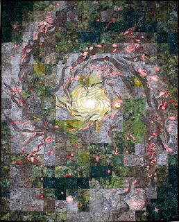 The Great Spiral Whirlpool Galaxy, a quilt by Robin Hart Famous Art Pieces, Space Quilt, Watercolor Quilt, Of Challenge, Whirlpool Galaxy, Andromeda Galaxy, Piece Of Art, Look At The Stars, To Cast