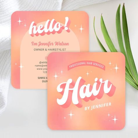 Fonts Groovy, Cosmetologist Business Cards, Hairstylist Salon, Salon Gift Card, Hairstylist Branding, Hair Salon Business, Hair Business Cards, Stylist Business Cards, Hairstylist Business Cards