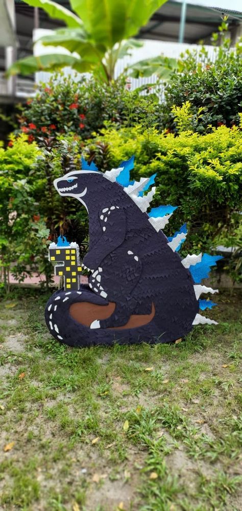 Godzilla Crafts For Kids, Godzilla Kong Birthday Party, Godzilla Valentine Boxes For Boys, Godzilla Themed Birthday Party, Godzilla Pinata, Godzilla Party Ideas, Godzilla Decorations, Godzilla Party, Godzilla Birthday Party