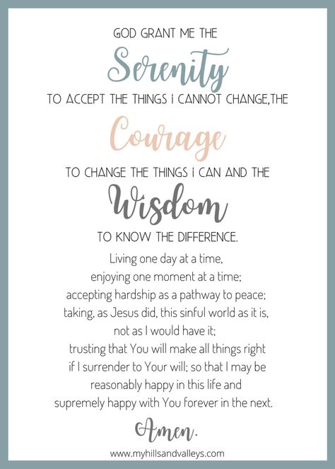 Serenity Quotes, The Serenity Prayer, Digging Deeper, Soli Deo Gloria, Hills And Valleys, Serenity Prayer, Prayer Scriptures, Faith Prayer, Inspirational Prayers