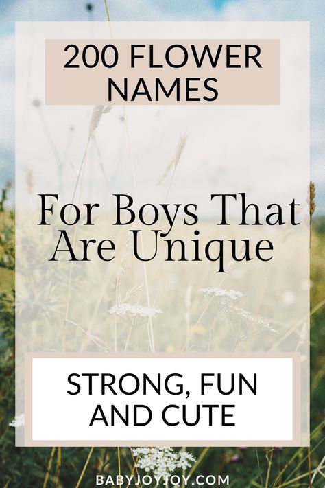 Embrace the strength and growth symbolized by plant and flower names for boys! Explore our curated list, offering unique and nature-inspired names that emphasize your son's ability to shine and his courageous nature. Dive into this collection for a blend of uniqueness and strength in your naming journey. 🌿🌼👦 #FlowerNamesForBoys #BabyNames #NatureInspired Flower Names For Boys, Nature Names For Boys, Pretty Flower Names, One Syllable Boy Names, English Boy Names, Nature Inspired Names, Names For Boys List, Nature Names, Strong Names